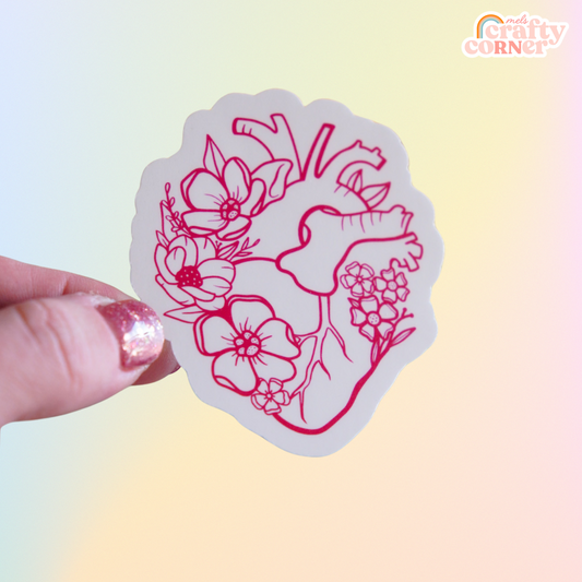 Floral Heart | Red Matte Sticker